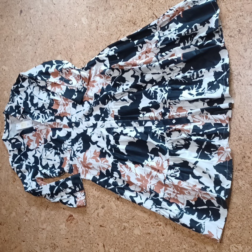 Soft Surroundings Moonglow Maxi Floral Shirt Dress Size 14 NWT